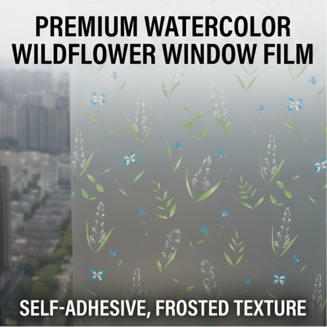 Home Bathroom Window - Self Adhesive Fresh Floral Leaf Window