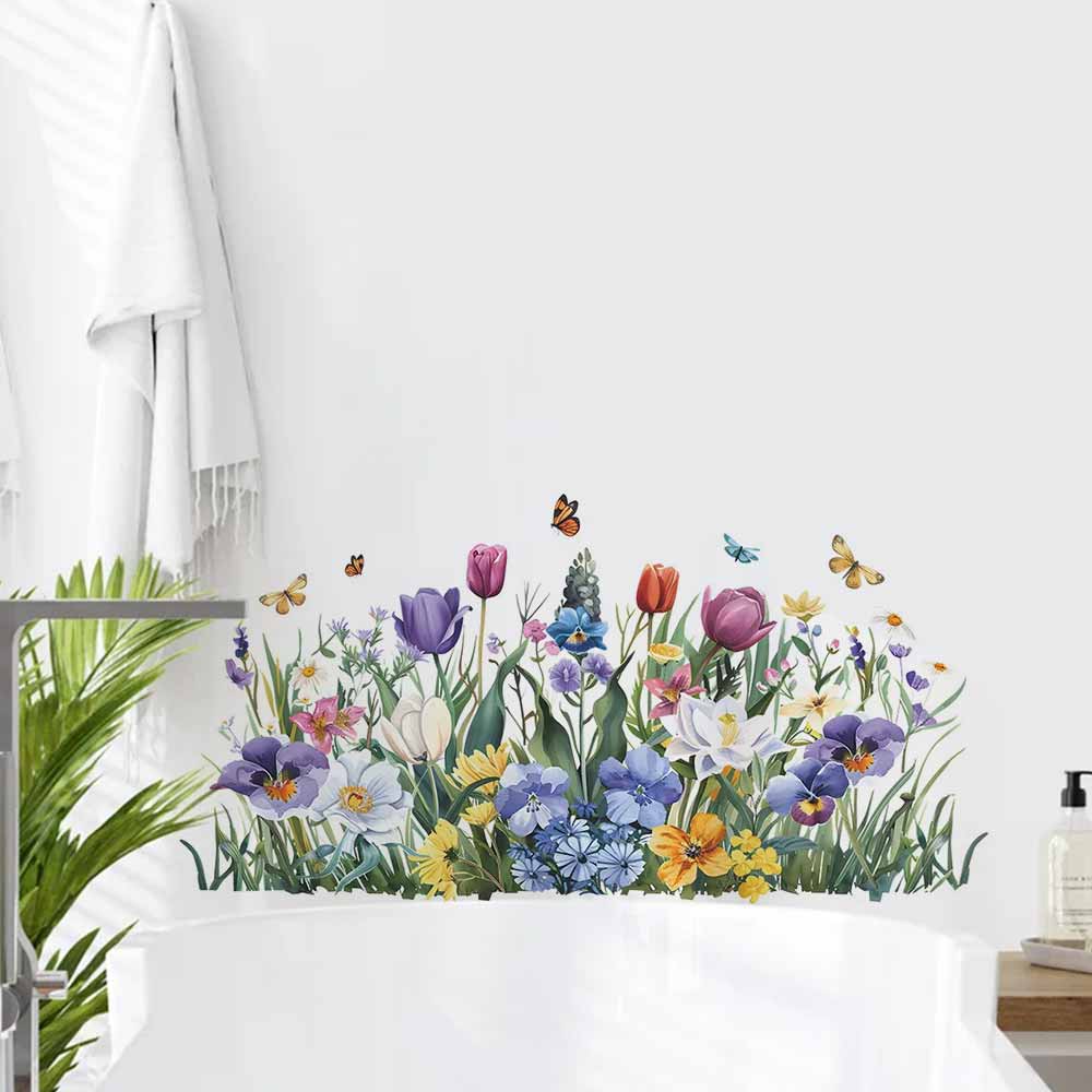 Home Bathroom Window - Tulip Butterfly Window Stickers Home Decorative