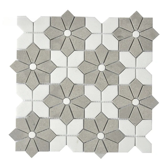 Home Bathroom Tiles Design - Mosaic Marble Tile for White Mixed