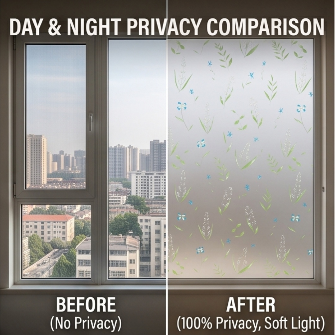 Self Adhesive Fresh Floral Lea - Home Bathroom Window recension och pris