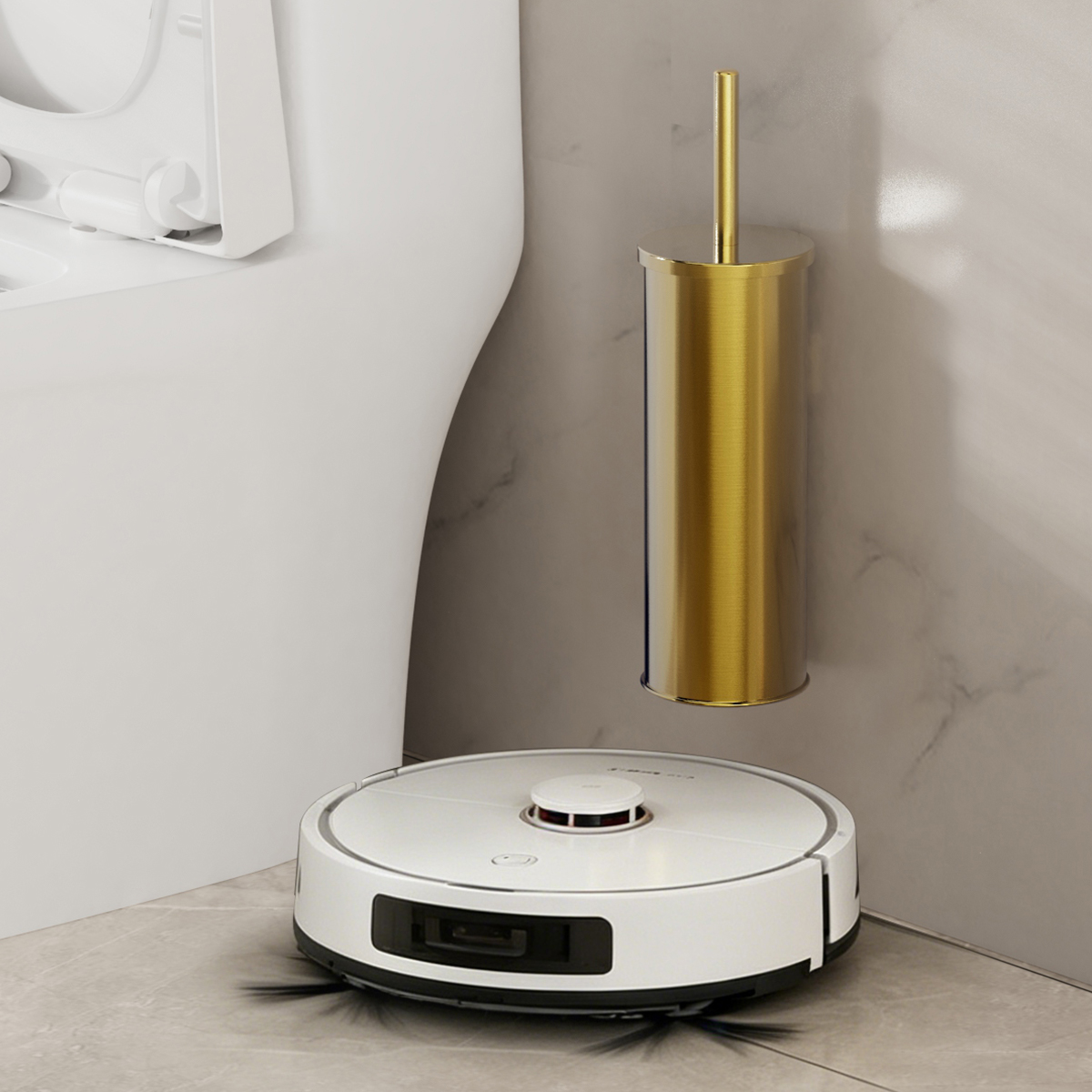 1 Set Wall Mounted Champagne G - Toilet Brush Holder recension och pris