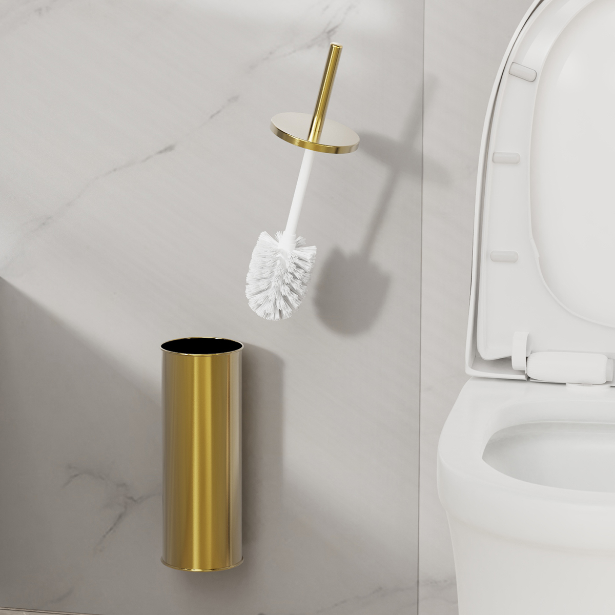 1 Set Wall Mounted Champagne G - Toilet Brush Holder recension och pris