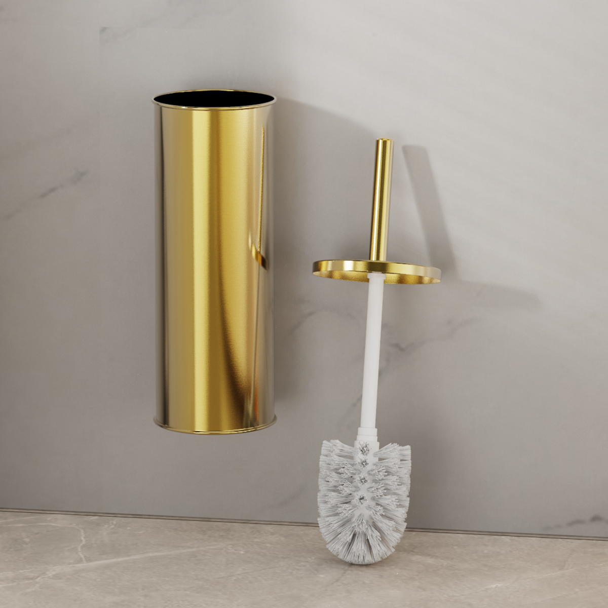 1 Set Wall Mounted Champagne G - Toilet Brush Holder recension och pris